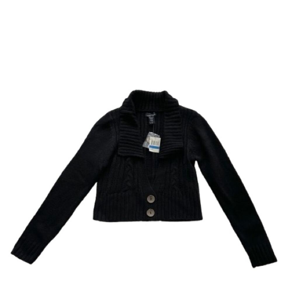 Sweater Project Cardigan Black Shawl Collar Crop Cropped Ribbed Sweater XL NEW - Picture 12 of 12